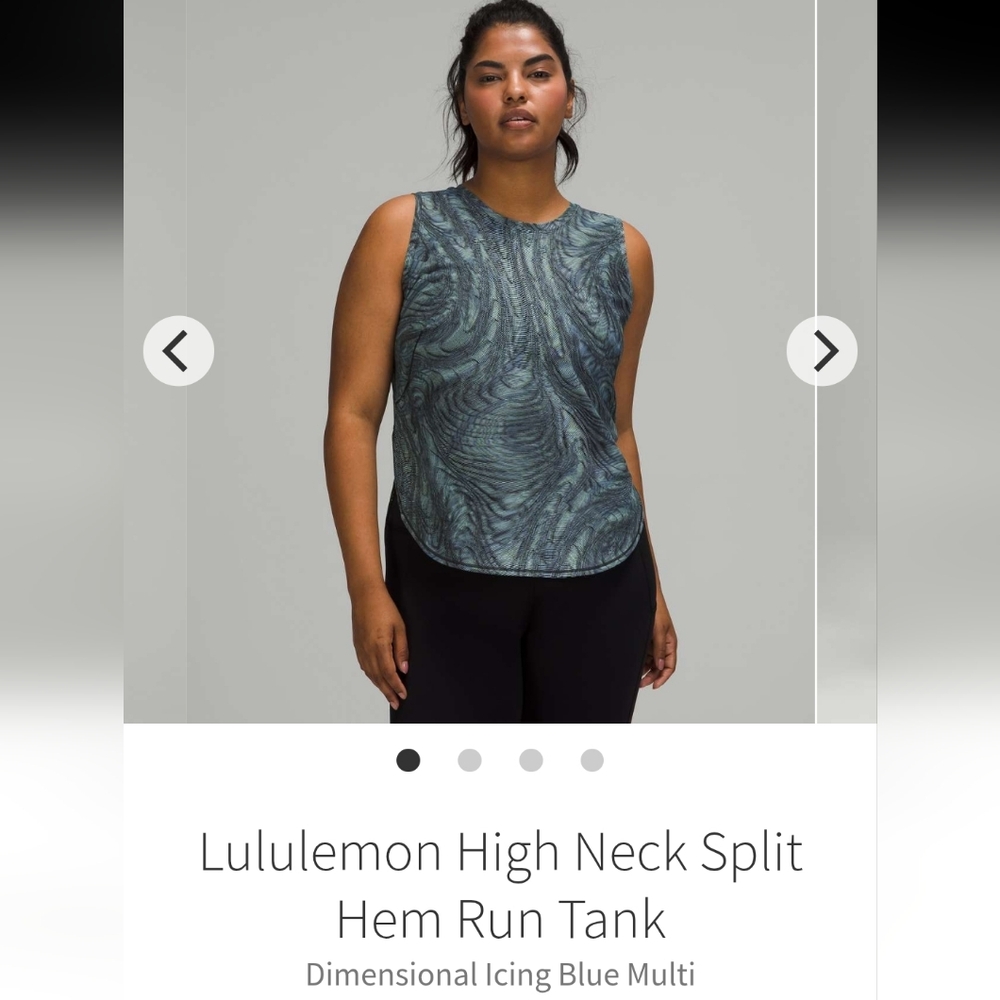 NWOT Lululemon High Neck Split Hem Run Tank Sz 2 Icing Blue